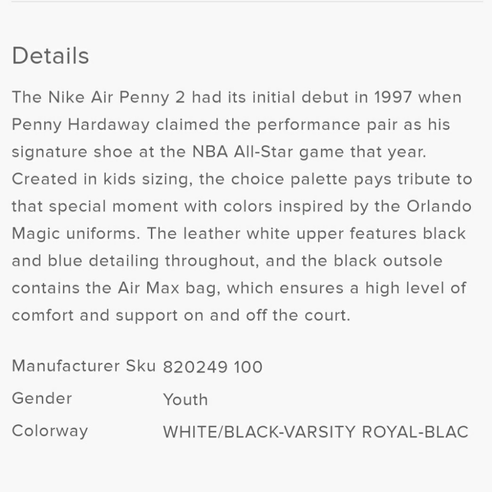 NIKE AIR PENNY 2 GS White - Picture 15 of 15